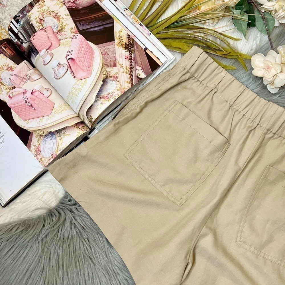 Banana Republic Tan Women’s Linen Knit Pull On Woven Shorts Sz LP - Picture 9 of 10